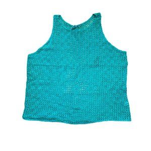 vintage 90s teal knit cotton mesh shirt size large